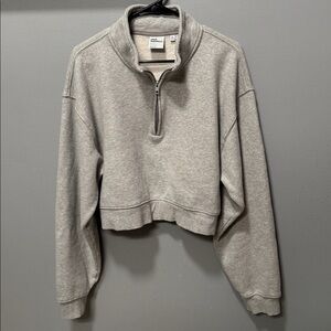 Aritzia TNA Sweatfleece Cropped Quarter Zip Sweater